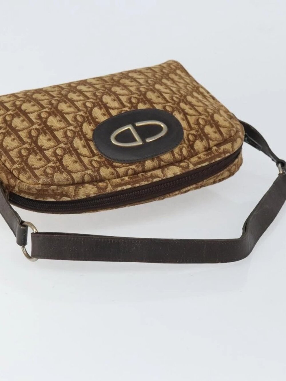 Christian Dior Trotter Canvas Shoulder Bag Brown Gold Auth bs32243 - Picture 8 of 16